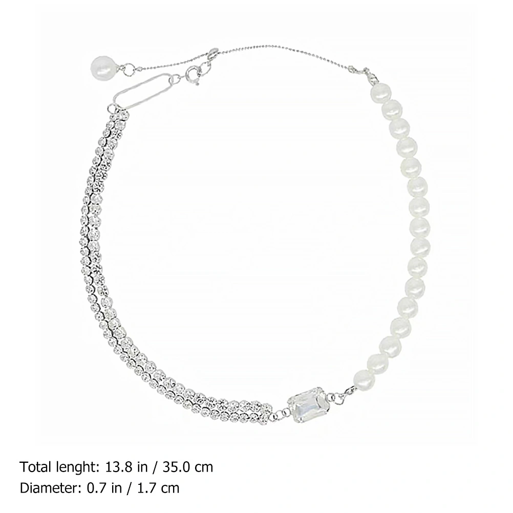 1Pc Choker Necklace Double Layer Rhinestone Necklace Fashion Splicing Chain