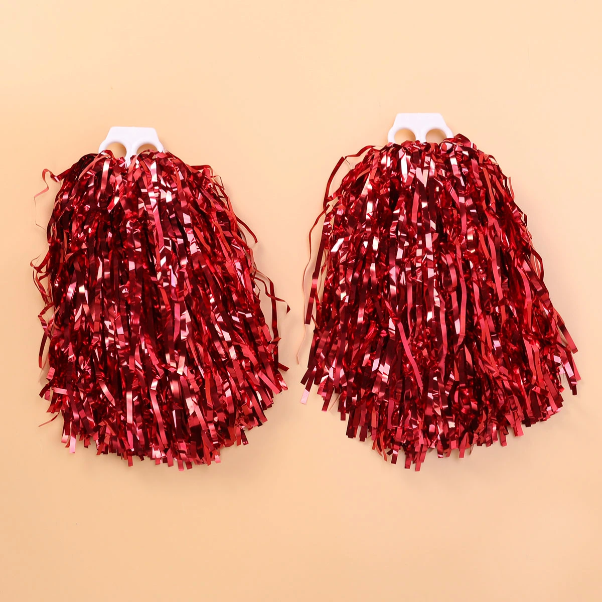 1 Pair of Plastic Ring 50g Cheering Squad Spirited Fun Cheerleading Kit Cheer Poms for Both Kids College and High School Competition Cheering Sports Events (Red)