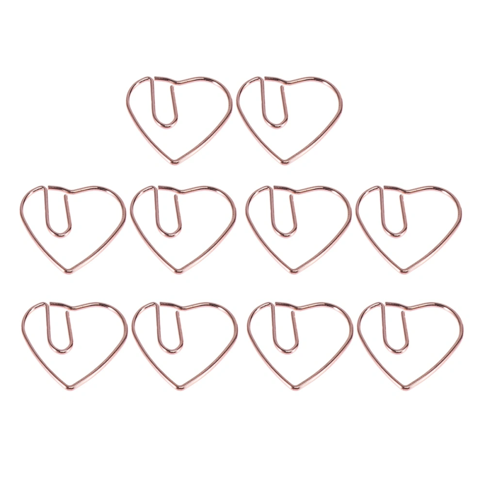 10 Pcs Paper Clips Love Heart Bookmark Clips Marking Clips Note Clips for Office School Wedding Decoration - 2.8x2.5cm (Rose Gold)