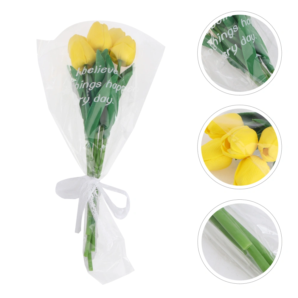 1Pc Simulated Tulip Bouquet Home Decorative Photo Prop Graduation Present Yellow