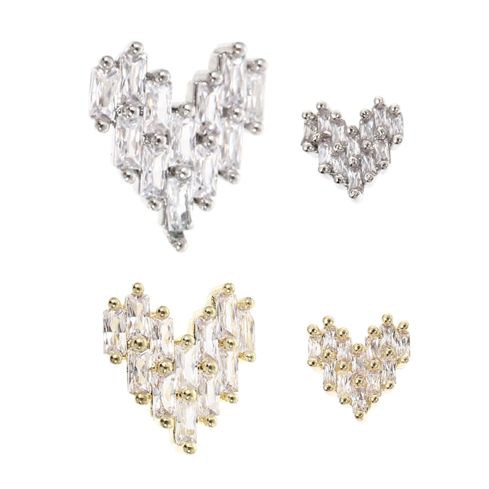 4Pcs Pretty Nail Art Decorations Heart Shaped Nail Embellishment DIY Supplies