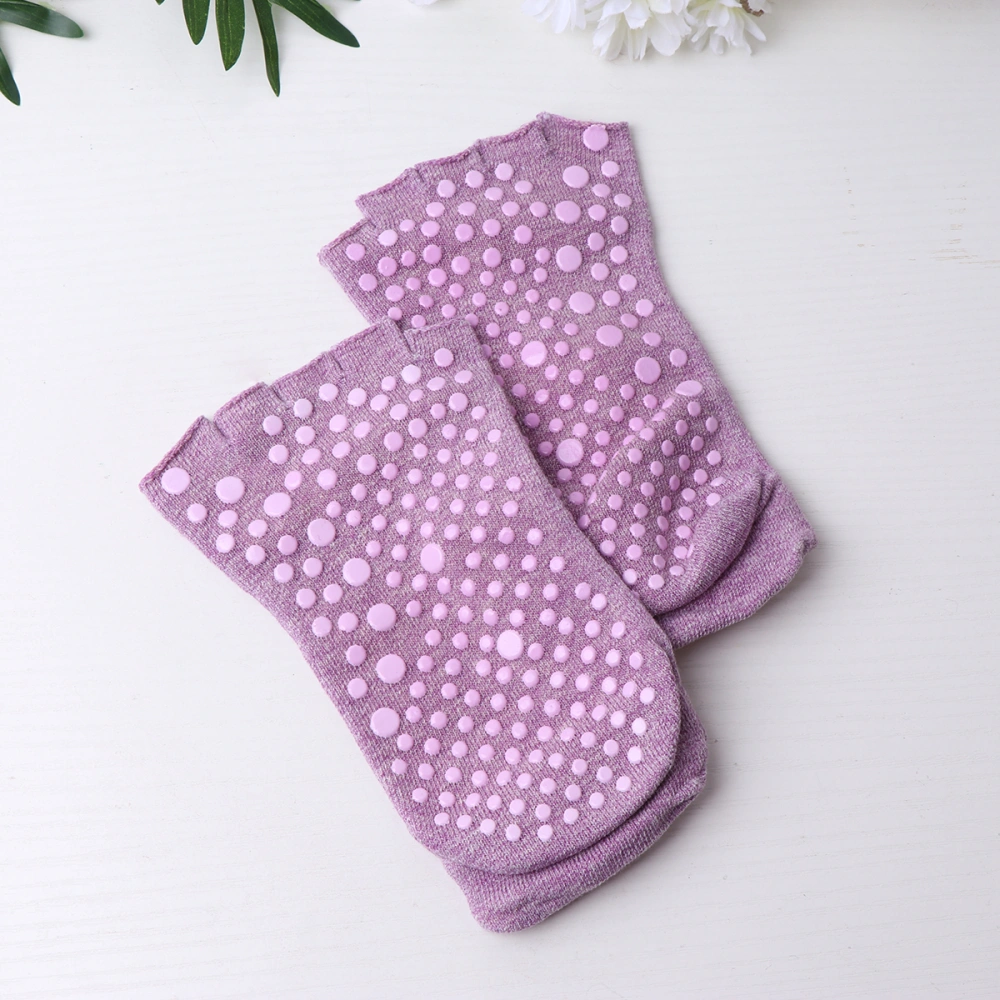 1 Pair of Anti-slip Yoga Socks 5 Toe Moisturizing Socks Breathable Sports Socks for Women Lady Girls (Violet)