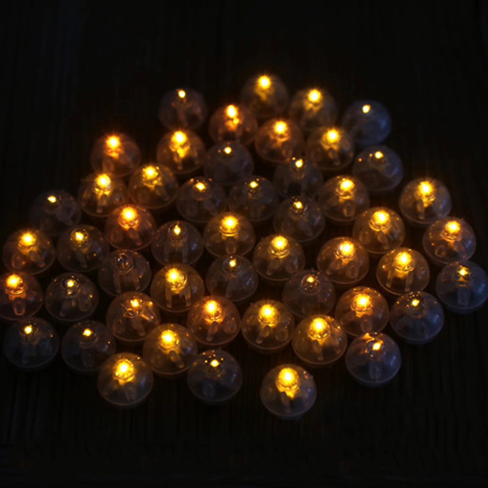 100 PCS Round LED Flash Ball Lamp Balloon Light Ornament Christmas Wedding Party Decoration (Yellow)