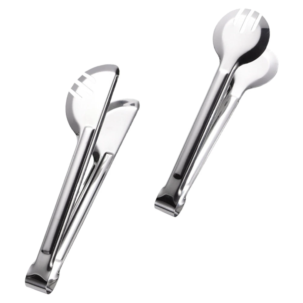 2Pcs Food Clip Kitchen Stainless Steel Clip Multifunctional Food Clamp (Silver)