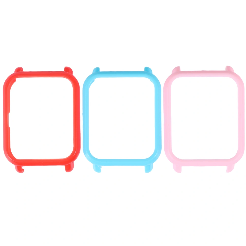 3pcs Watch Cover Protect Shell TPU Anti-Scratch Cases Compatible for Huami Bip (Pink Blue Red)