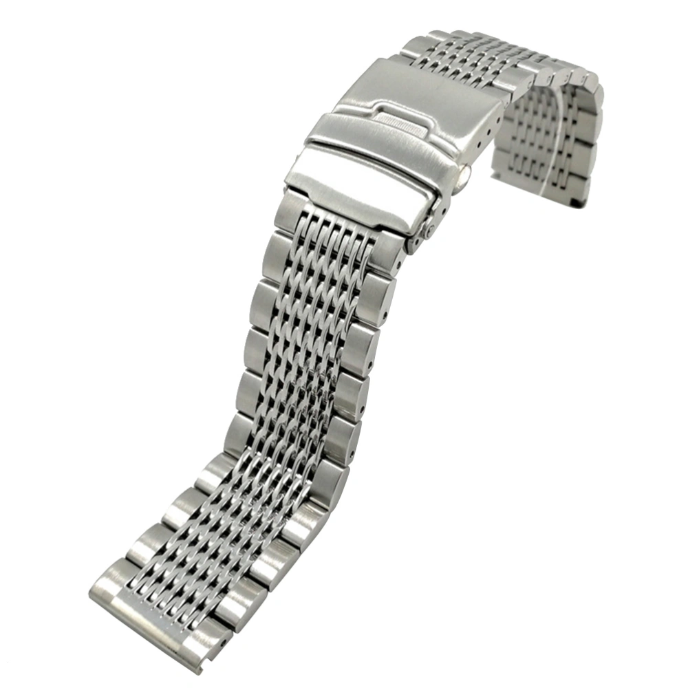 20mm Stainless Steel Watch Strap Solid Metal Sanding Watch Band Wristband for Watch Replacement (Silver)