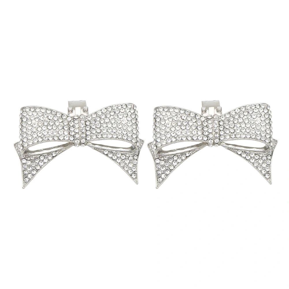 1 Pair Bowknot Shaped Ornament Fashion Shoe Decor Bowknot Shoe Charms (Silver)