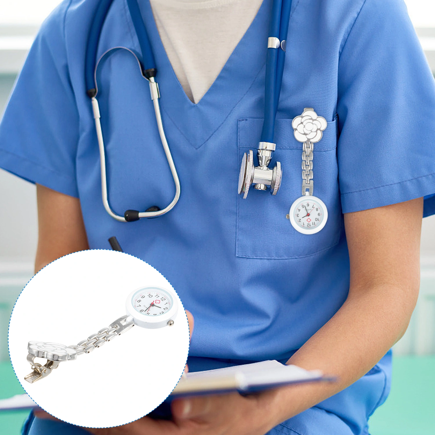  Practical Nurse Watches Convenient Hand Clip-on Retractable Pocket Watch