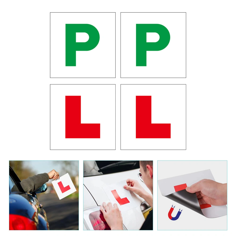 4pcs Car Magnets Letter L P Car Magnets Stickers Learner Driver Car Magnets Sign