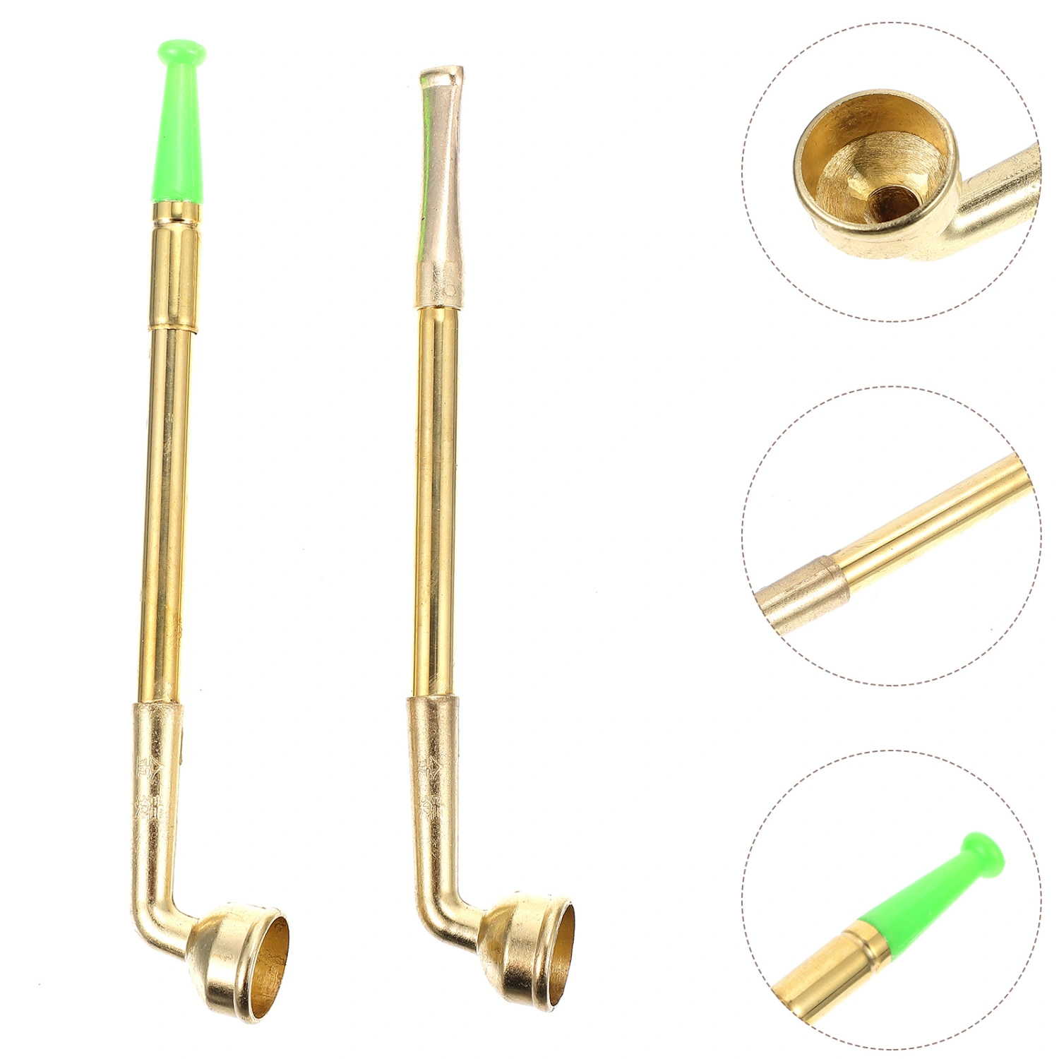 2Pcs Tobacco Pipes Adornments Retro Ornaments Copper Craft Tobacco Pipes (Golden)