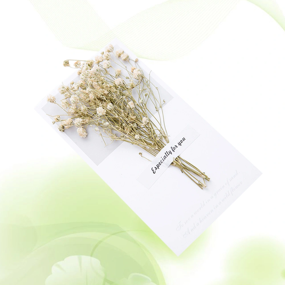 6pcs Creative Handmade Greeting Small Fresh Dried Flower Invitation Birthday Party Decorative for Wedding Party Banquet(White)