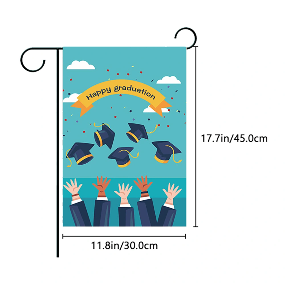 1pc Graduation Themed Printed Garden Flag Garden Decorative Flag Home Decor