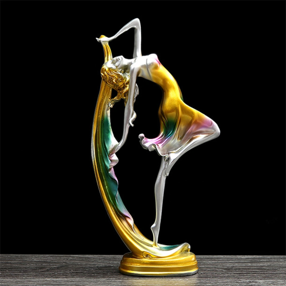 Creative Dancing Girl Statue Desktop Dancer Ornament Resin Crafts Figurines for Wedding Decor (Colorful)