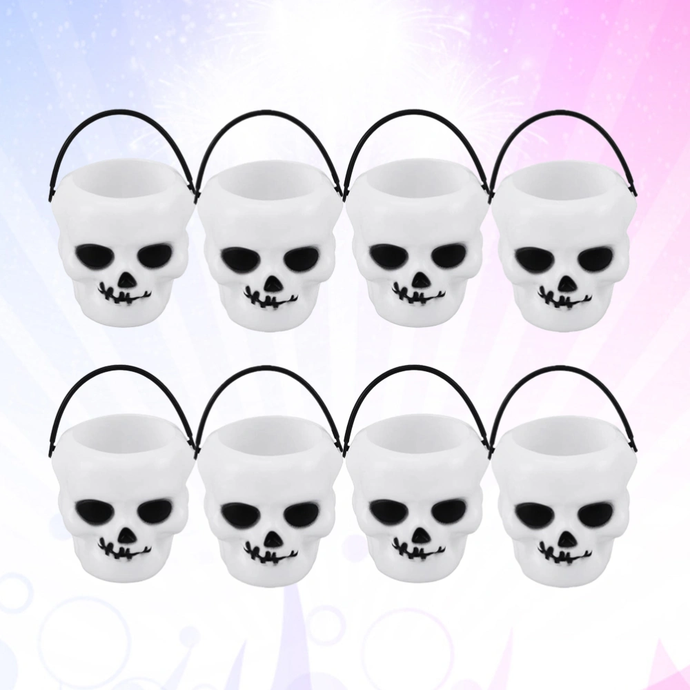 12pcs Halloween Candy Bucket Portable Skull Head Bucket Children Trick or Treat Candy Pail Holder