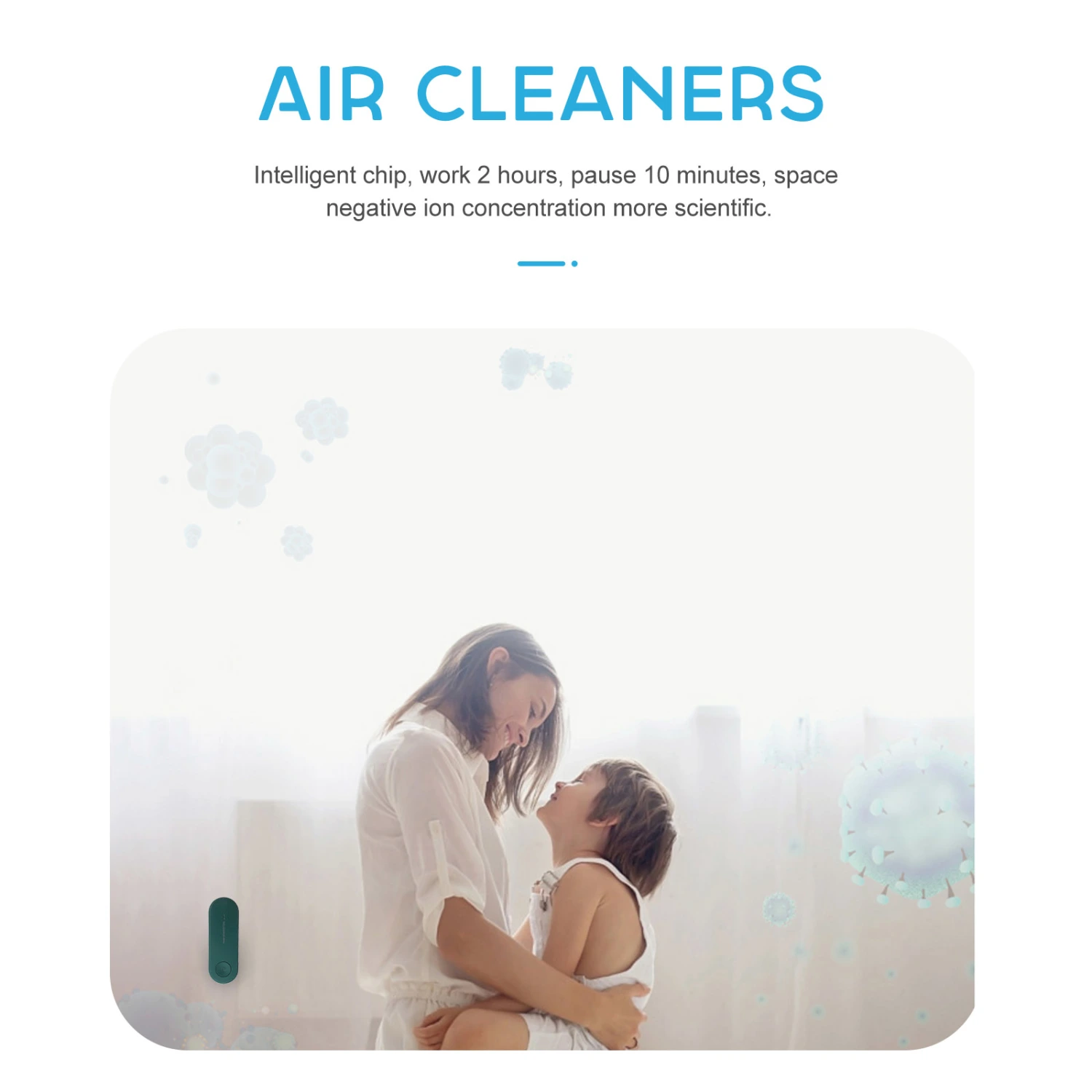 1pc Negative Ion Air Purifier Portable Air Purifier Toilet Air Cleaner (US Plug)