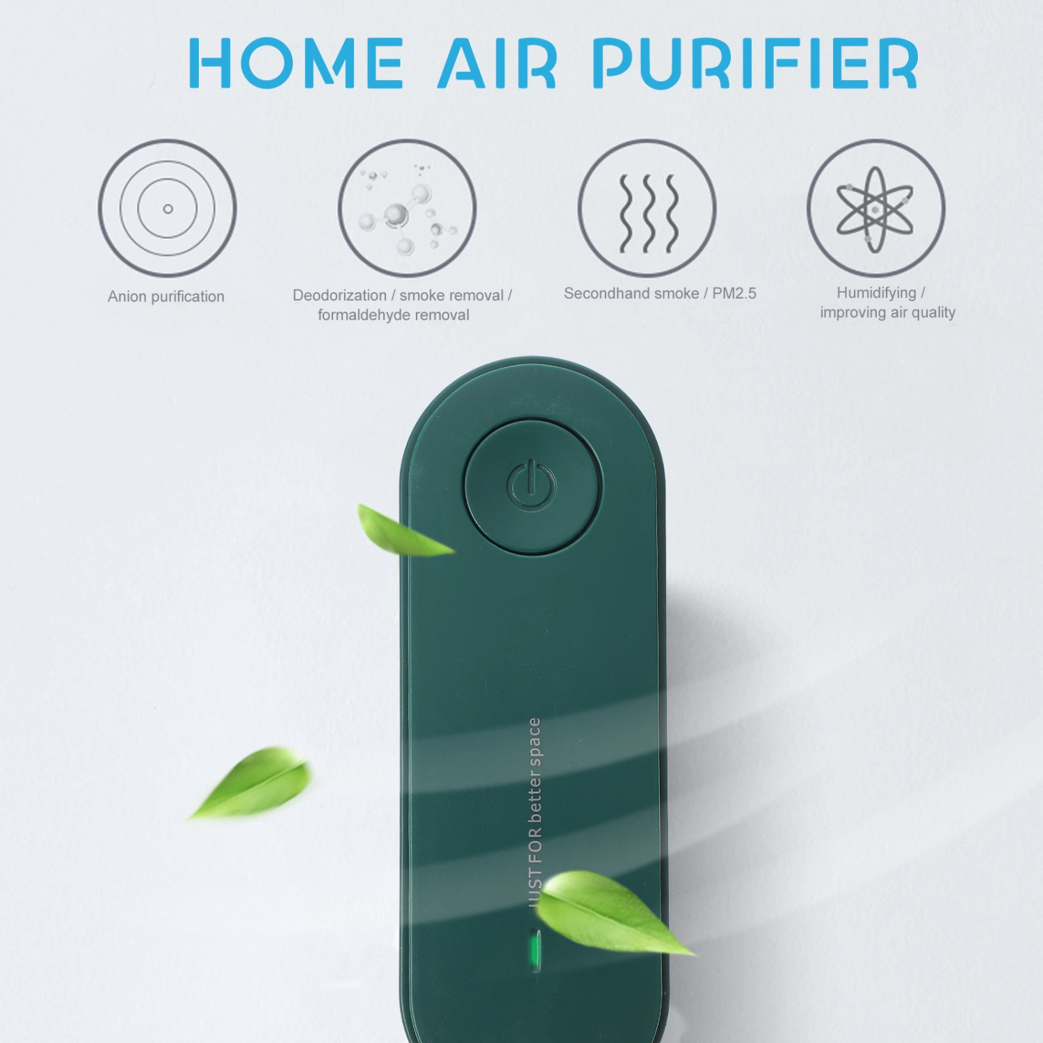 1pc Negative Ion Air Purifier Portable Air Purifier Toilet Air Cleaner (US Plug)