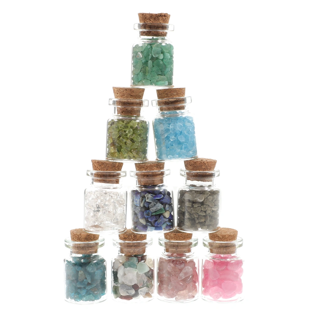 10 Bottles Gemstone Bottles Mini Bottles Set Crystal Stones Chips In Bottles