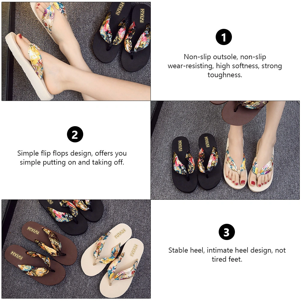 1 Pair Bohemia Style Anti-Slip Beach Slippers Leisure Slippers Beach Flip-flops