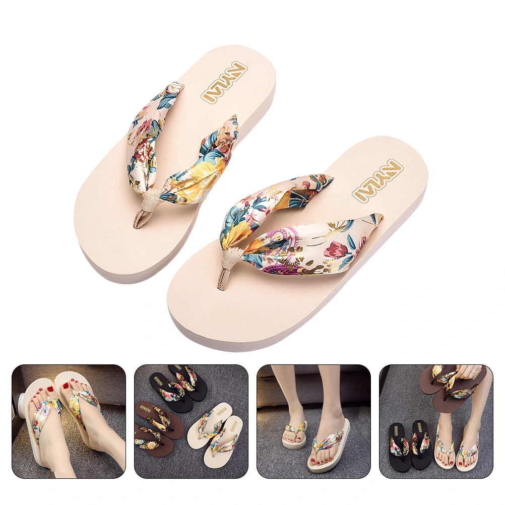 1 Pair Bohemia Style Anti-Slip Beach Slippers Leisure Slippers Beach Flip-flops