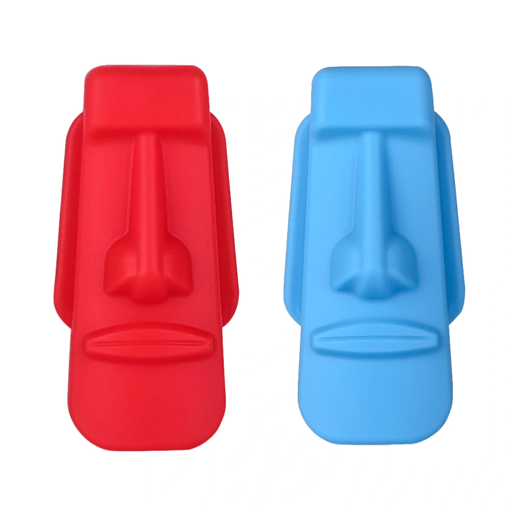 2Pcs Face Shape Molar Toy Cartoon Fish Baby Molar Toy Silicone Teether Toy Creative Baby Molar Rod (Red+Blue)