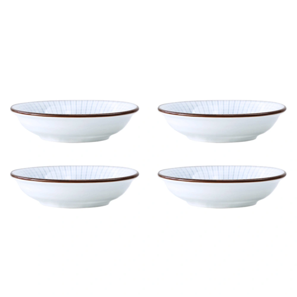 4Pcs Ceramic Condiment Plates Seasoning Trays for Mustard Sushi (Assorted Color)