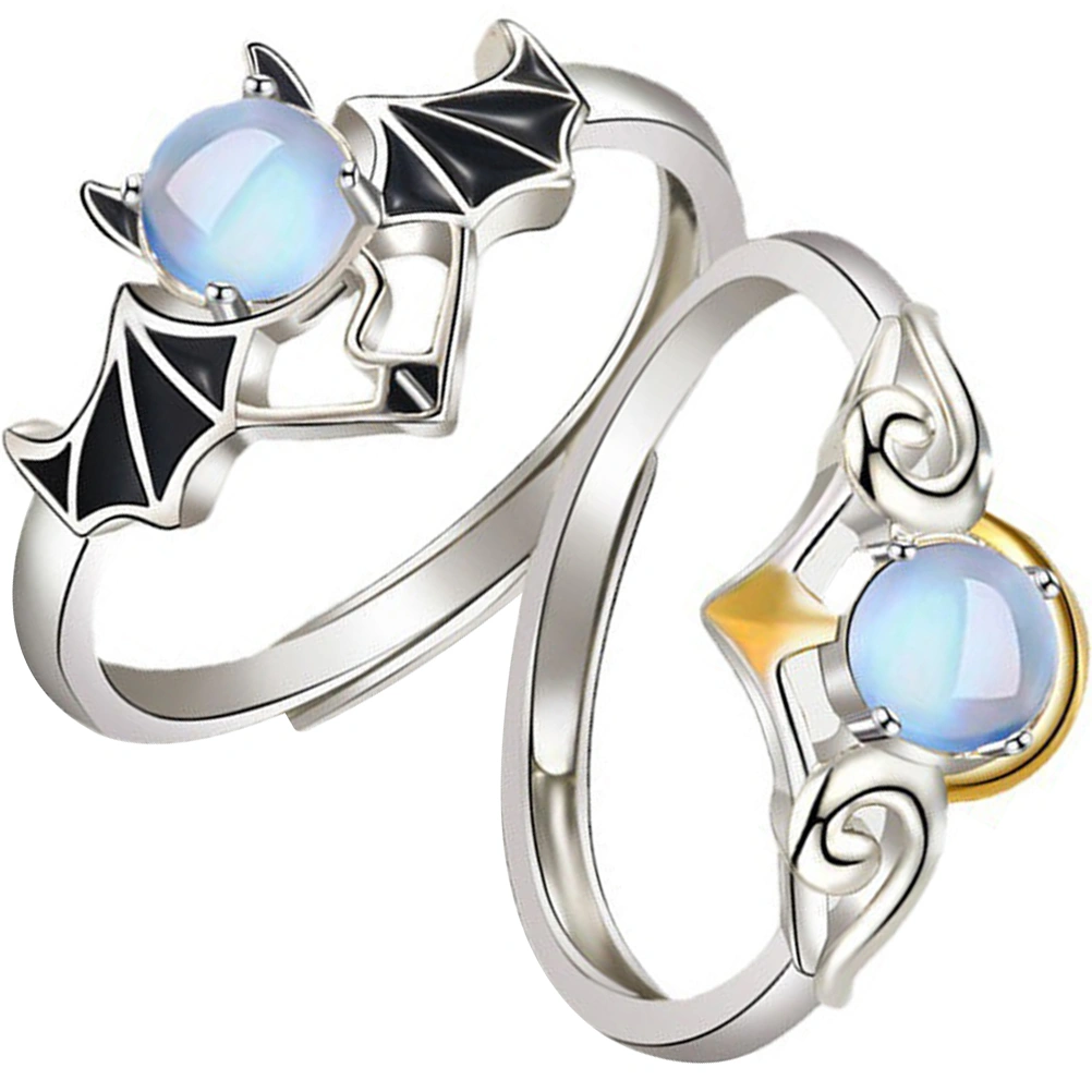 2pcs Couple Rings Angel and Devil Ring Matching Rings Valentine's Day Gift