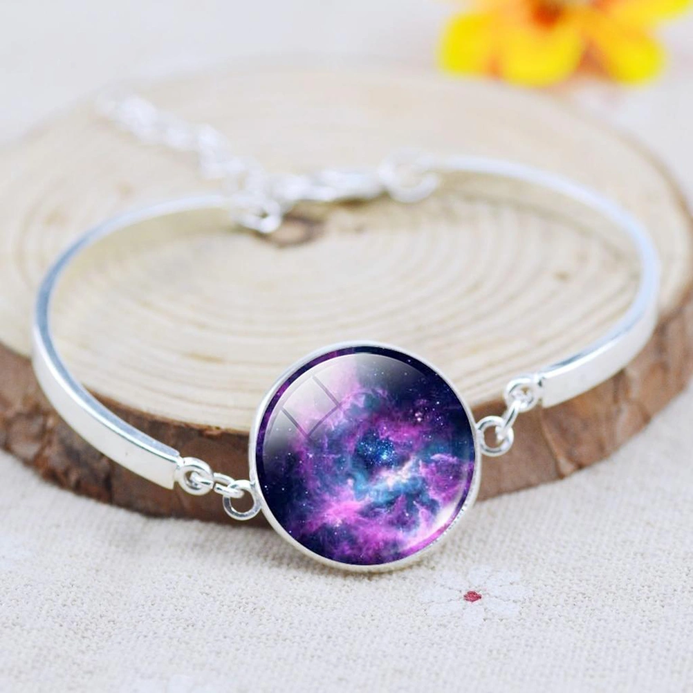 3Pcs Galaxy Nebula Necklace Earrings Bangle Set for Women Holiday Gift (Pattern 2)