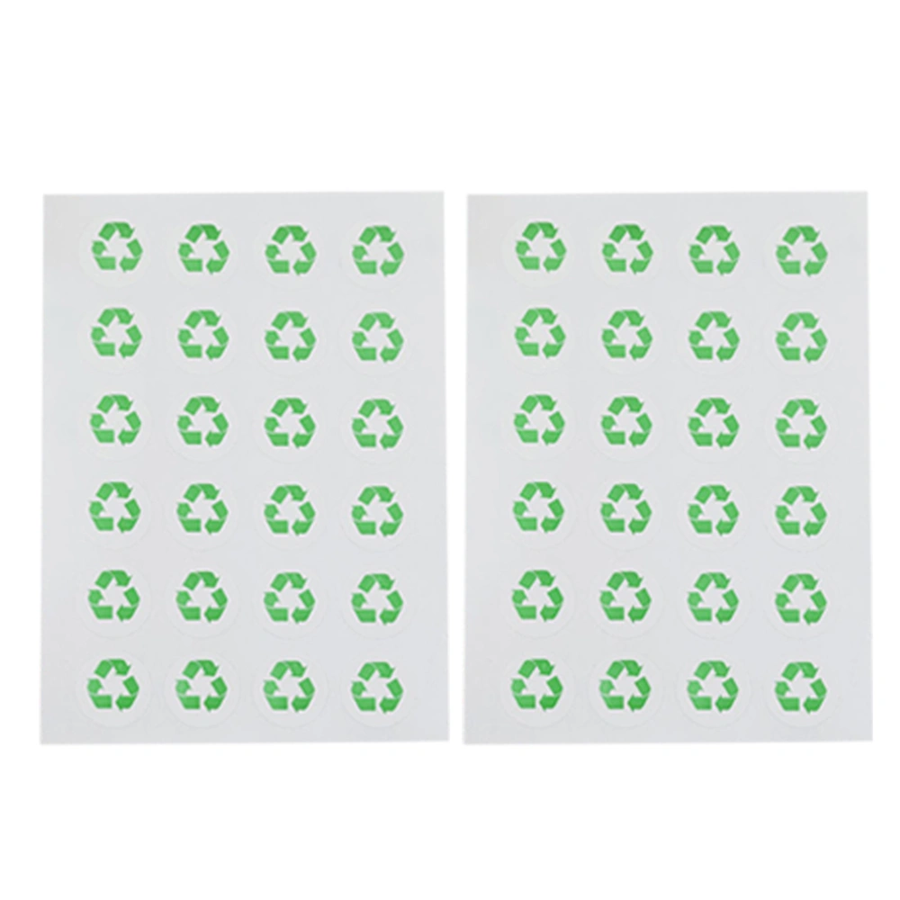 12 Sheets 16mm Recyclable Aticker Sticker Green Recycling Symbol For Home Use (24 Stickers Per Sheet)