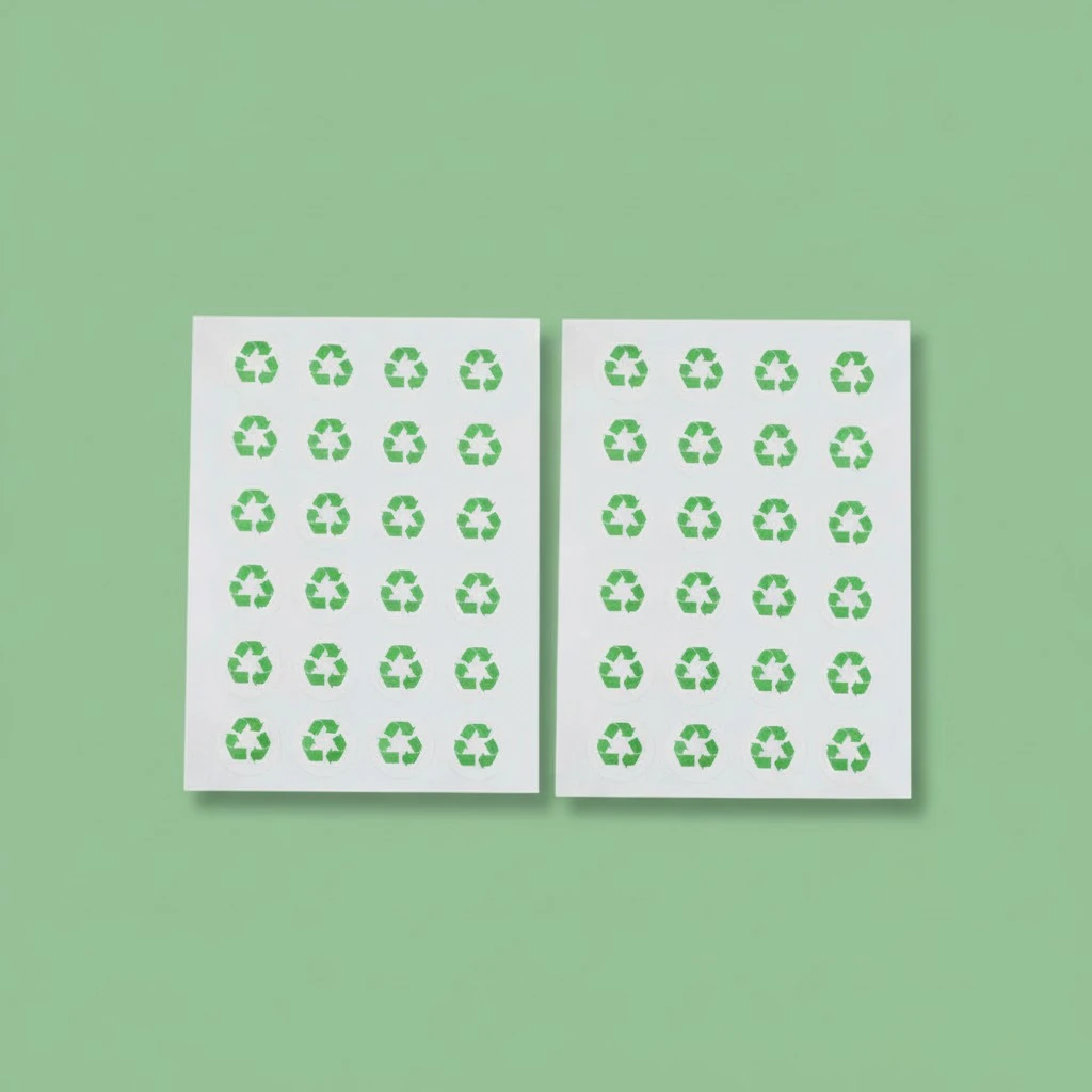 12 Sheets 16mm Recyclable Aticker Sticker Green Recycling Symbol For Home Use (24 Stickers Per Sheet)