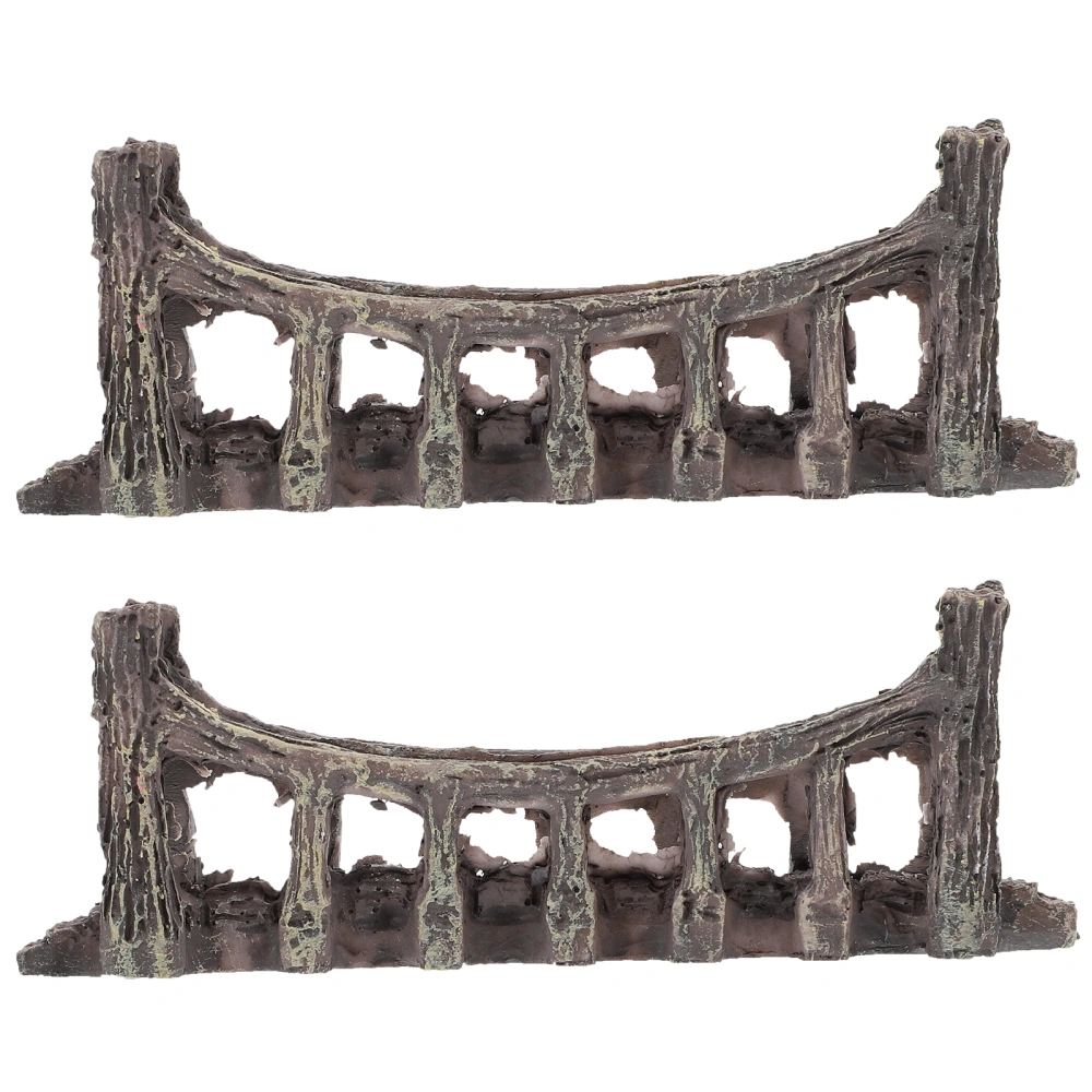 2Pcs  Simulation Bridges Micro Landscaping Decors Aquarium Fake Bridge Decorations