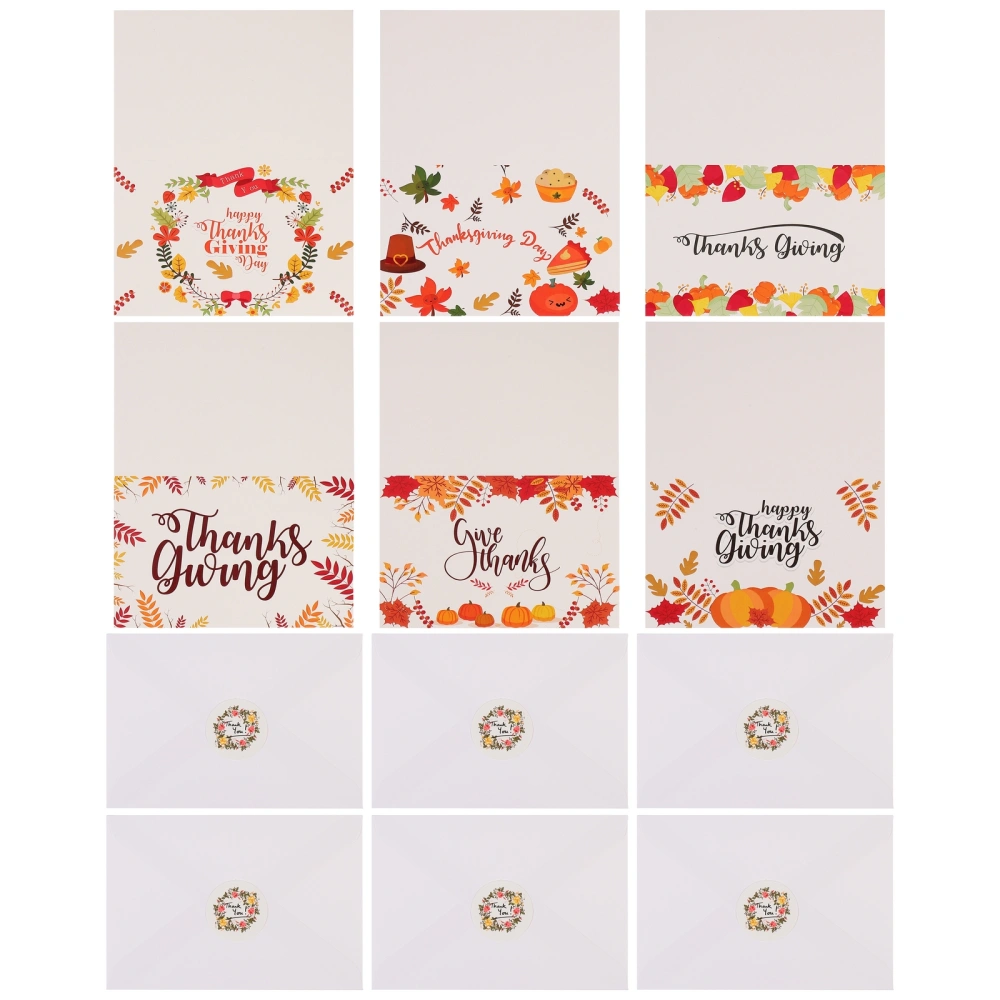 12pcs Thanksgiving Greeting Cards Blank Postcards with Envelopes with Stickers