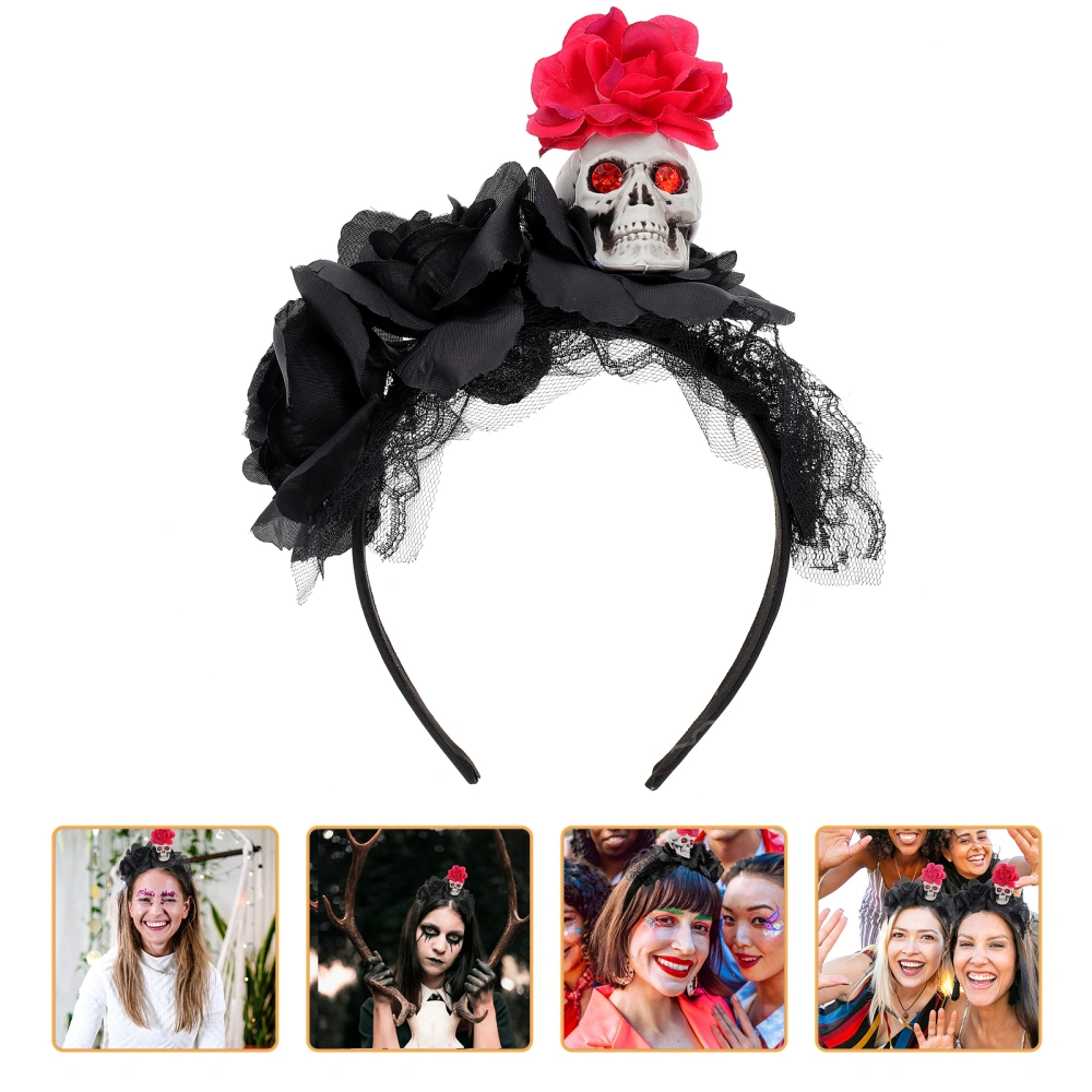 Halloween Rose Skull Headband Party Headband Halloween Cosplay Hair Accessory