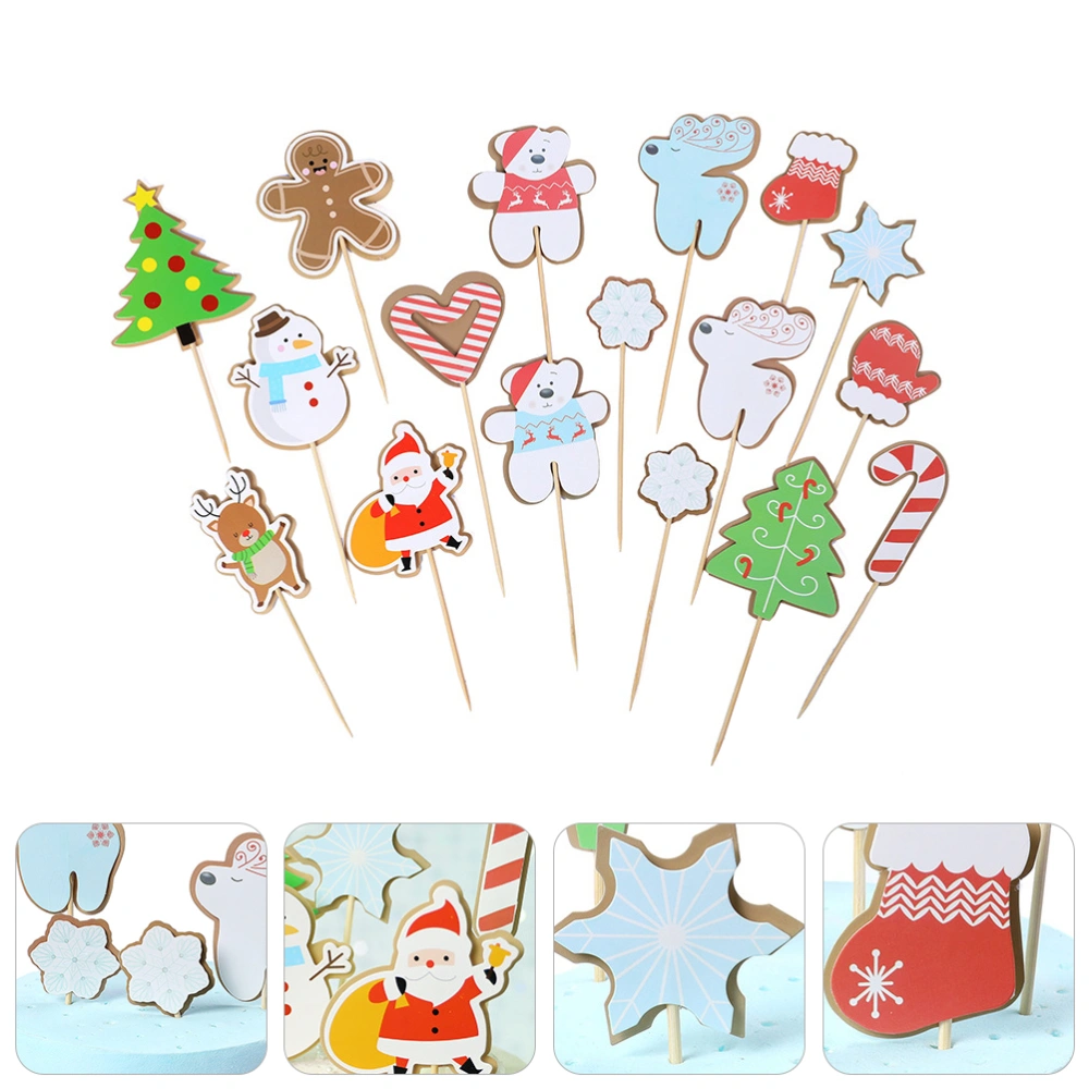 17PCS Cake Decoration Christmas Pattern Adornment Lovely Snowman Santa Decors