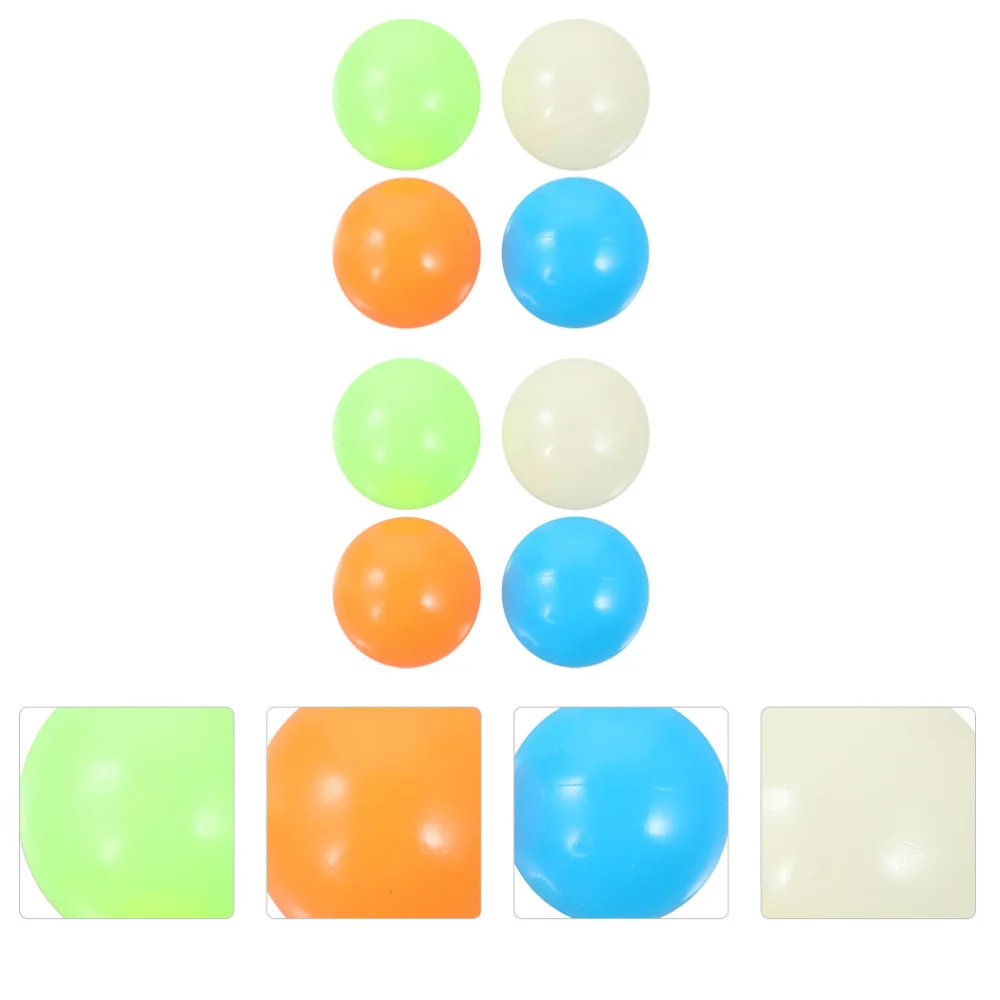 8pcs 45mm Kids Sticky Balls Glowing Balls Decompression Stress Ball Toy