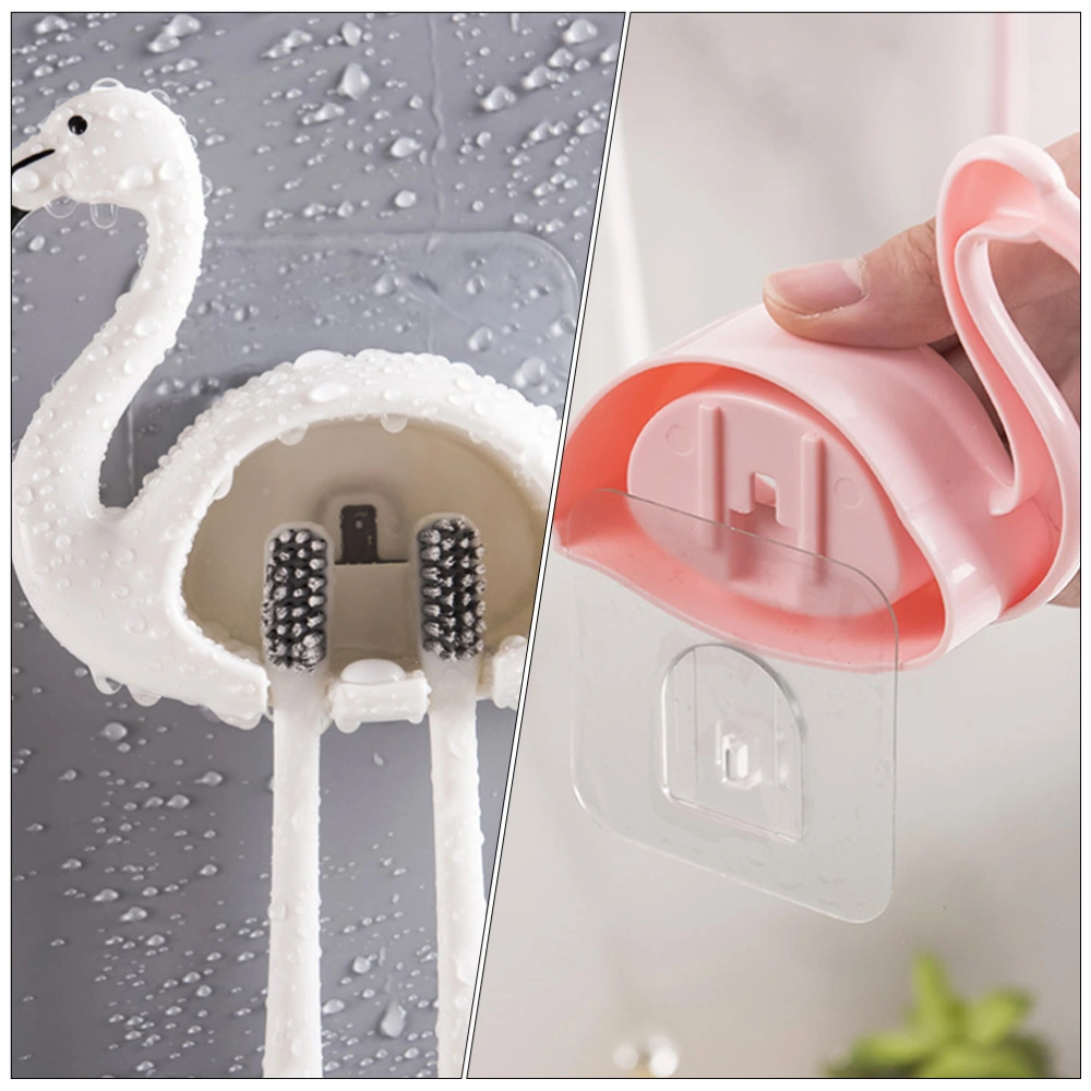 2Pcs Punch-free Toothbrush Storage Rack Bathroom Wall Toothbrush Holder