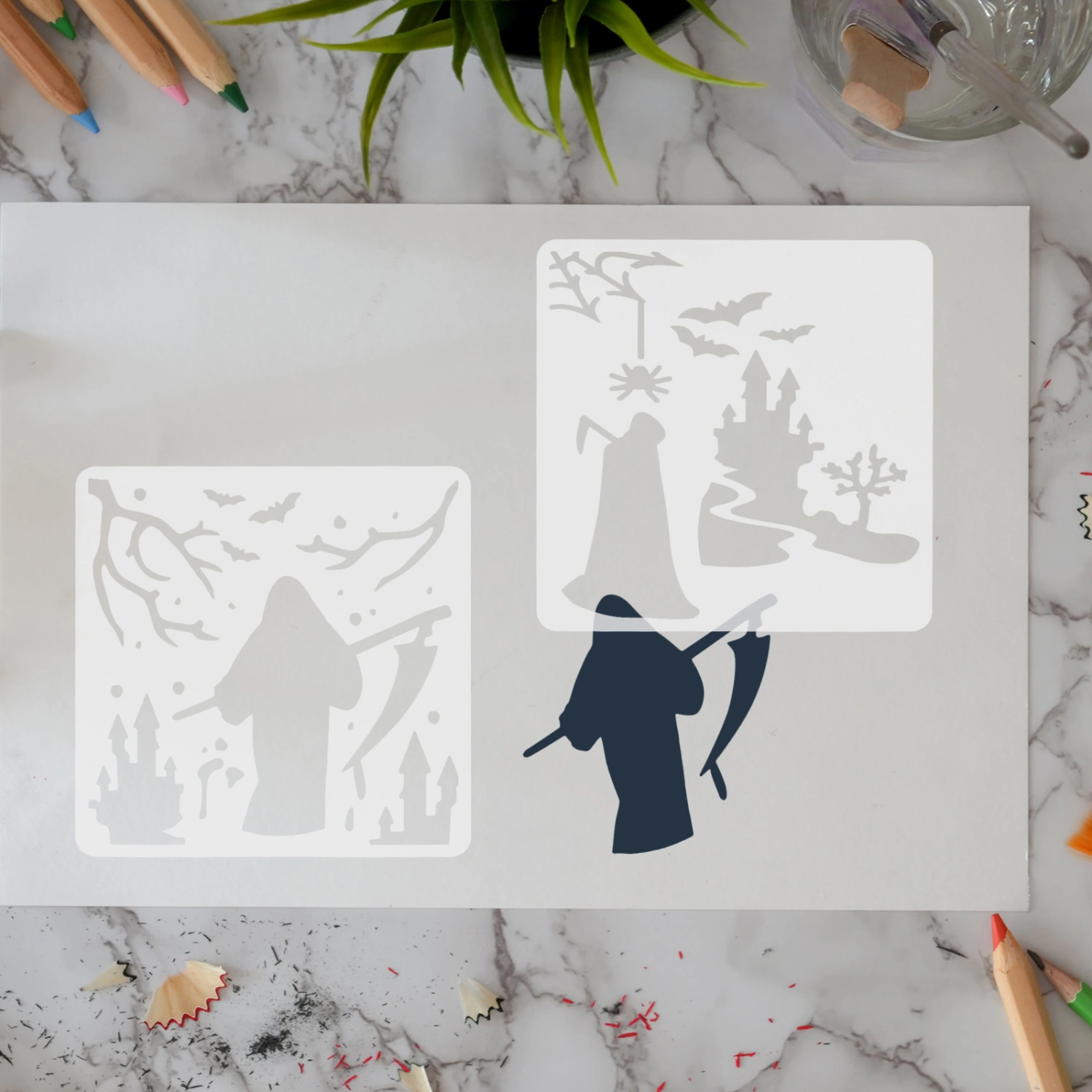 16pcs Halloween Painting Template Drawing Template Hollow DIY Painting Stencils