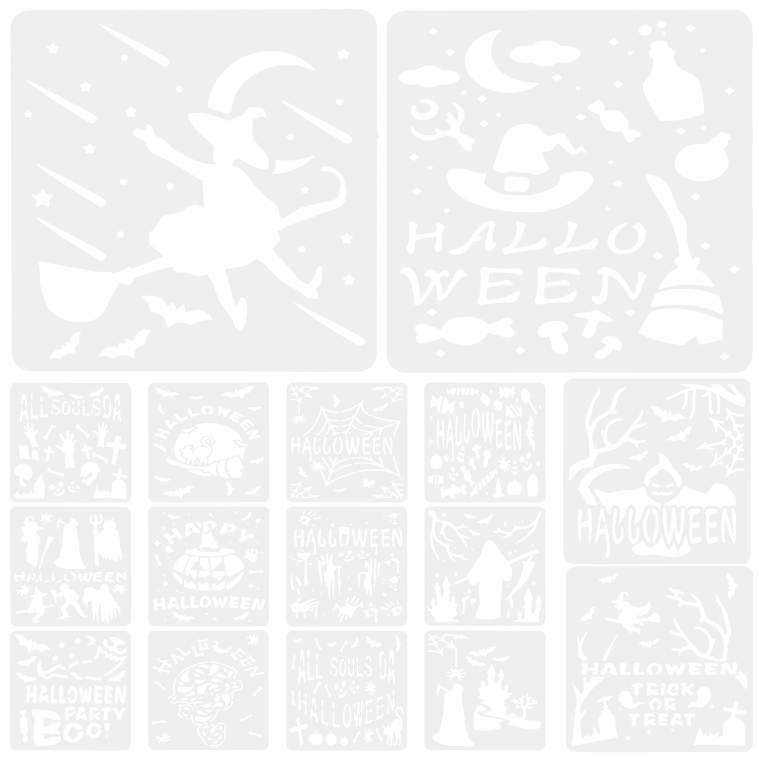 16pcs Halloween Painting Template Drawing Template Hollow DIY Painting Stencils
