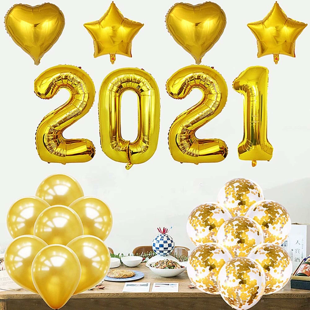 1 Set 40 Inches 2021 Number Balloons New Year Eve Festival Party Supplies Graduation Decorations Party Decorations Balloon for Home Party (Golden)