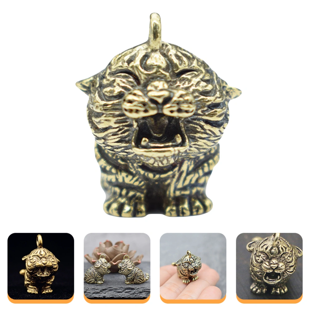 1pc Brass Key Pendant Auspicious Tiger Keychain Pendant Vivid Keyring Pendant