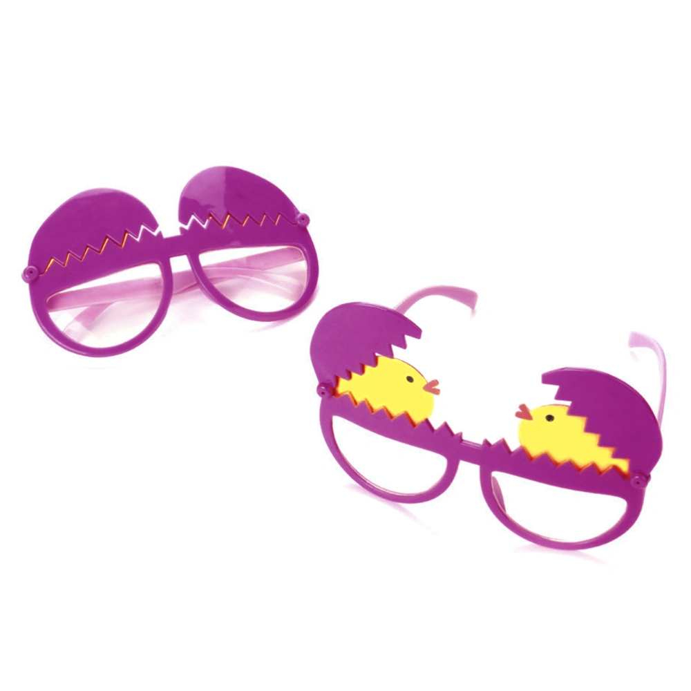 Easter Pink Egg Shaped Glasses Dress Up Eyewear Props Adult Kids Novelty Egg Chick Party Glasses Eyeglasses (Purple)