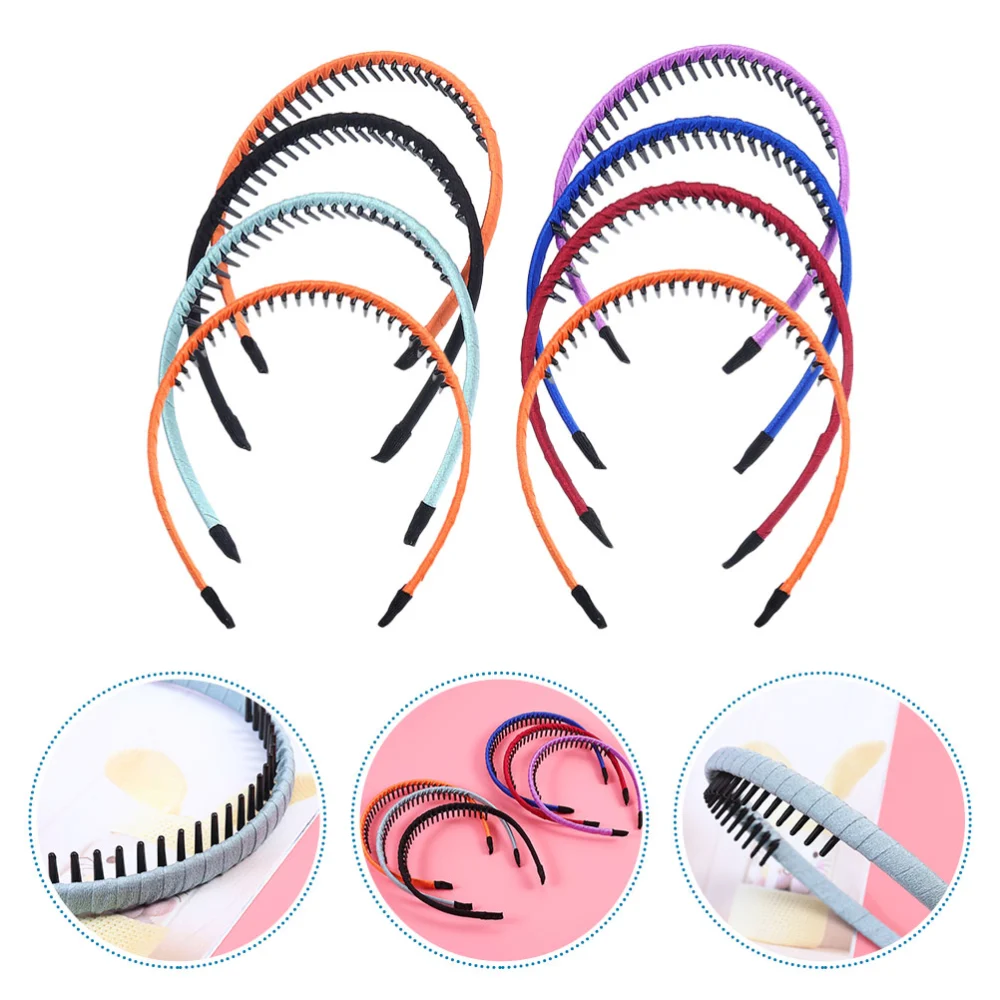 8pcs Cloth Art Girl Hair Hoops Simple Style Headdress Cloth Craft Hairbands