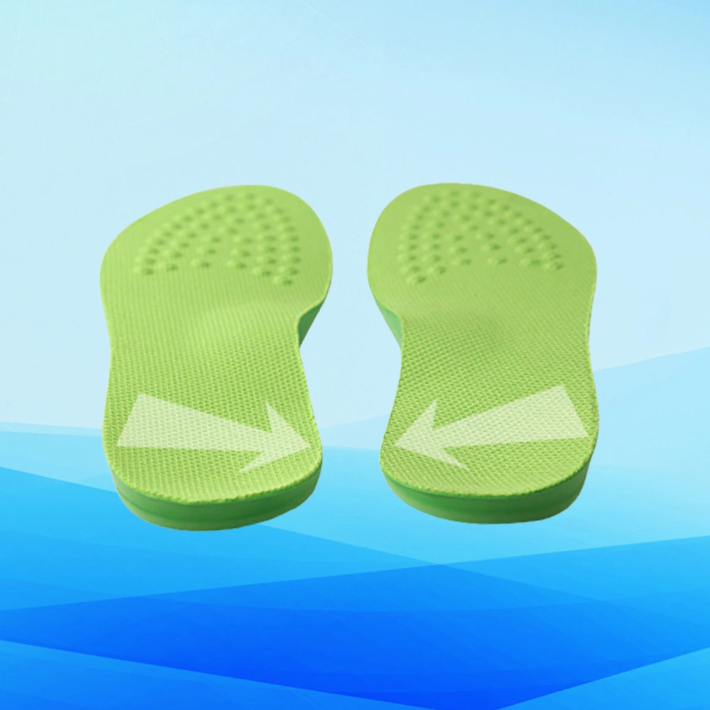 1 Pair of Bow Legs Correcting Insoles PU Strephexopodia Corrector Leg Correction Pads Foot Care Cushion Size XS 32-34 Green