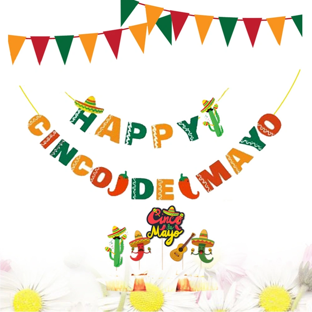 1 Set New Mexican Banner Garland Cupcake Topper Wedding Flag Banner Decorations for Themed Party Birthday Party Decor Gift