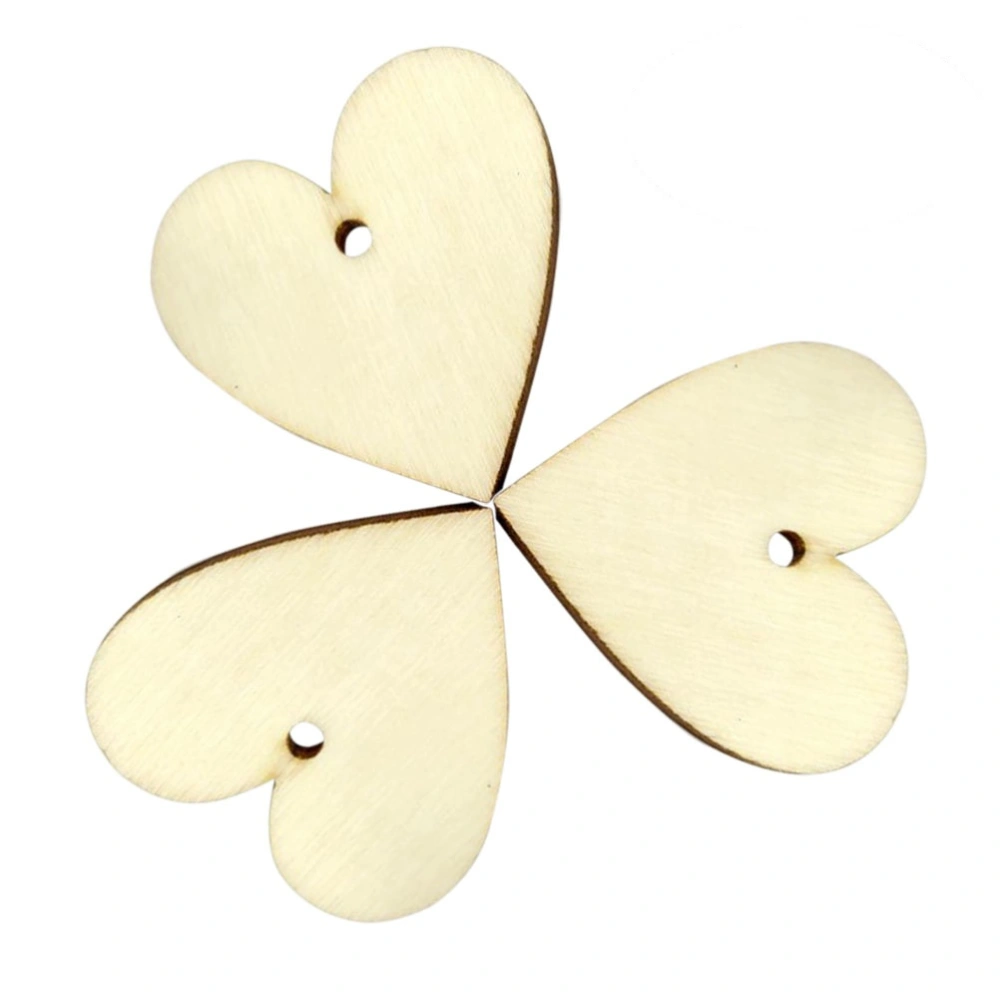 100 Pcs Wooden Love Heart Slices Blank Name Tags with Hole Gift Tags for Party Wedding Home Decoration(3 CM)