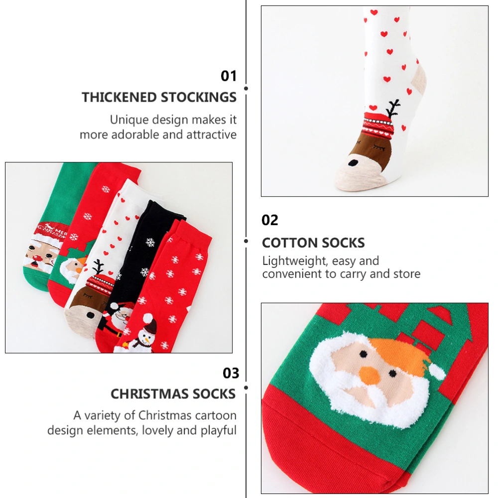 6 Pairs of Christmas Series Socks Lovely Straight Socks Woman Cotton Socks