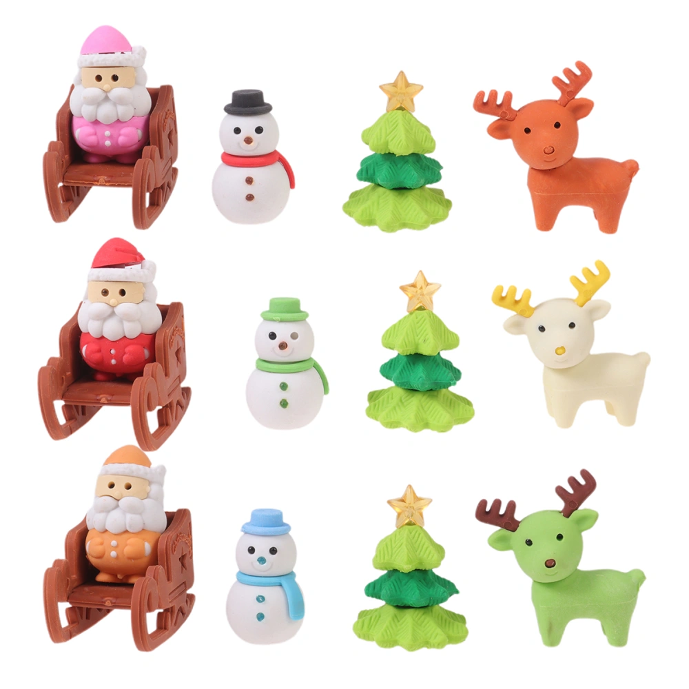 3Pcs Adorable Erasers Christmas Snowman Favors Gifts School Supplies Stationery for Students Children