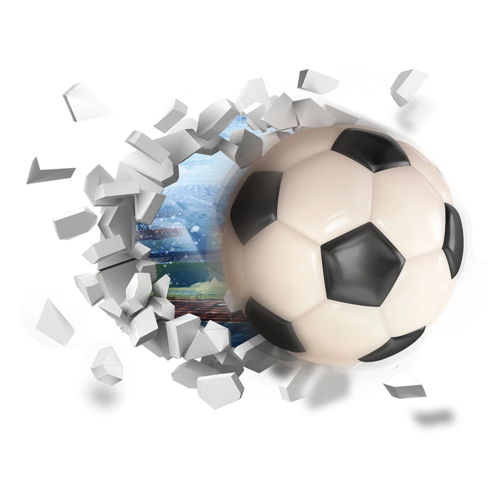 2 Sheets of Soccer Broken Wall Stickers Broken Wall Football Stickers for Bedroom