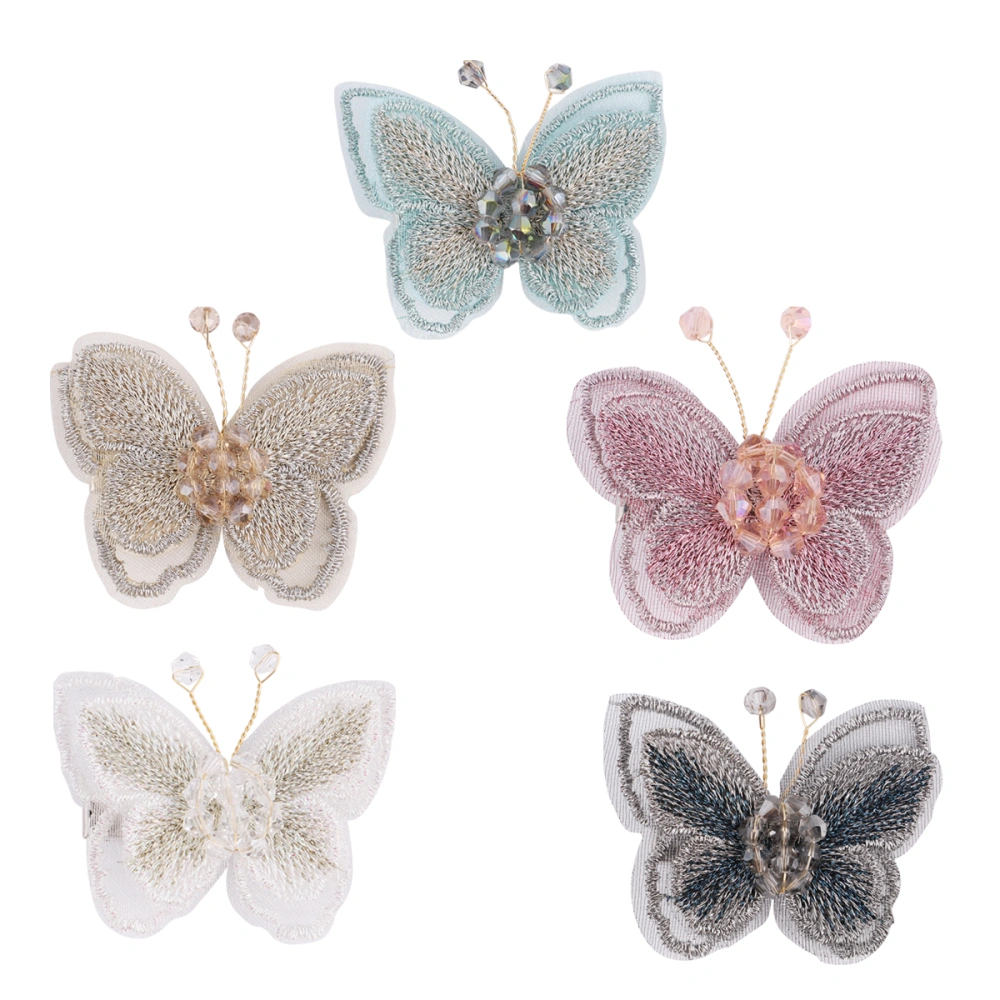 5pcs Hair Clip Gauze Headdress Delicate Barrettes Hair Pin Hair Side Clip For Daily Use Banquet (Navy Blue + Green + Pink + Beige + White)