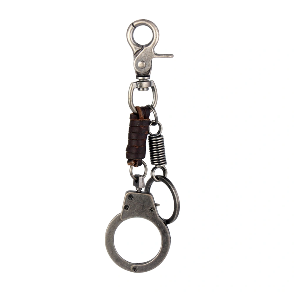 Punk Retro Small Opening Handcuffs Fashion Waist Chain Key Ring for Men (Coffee)