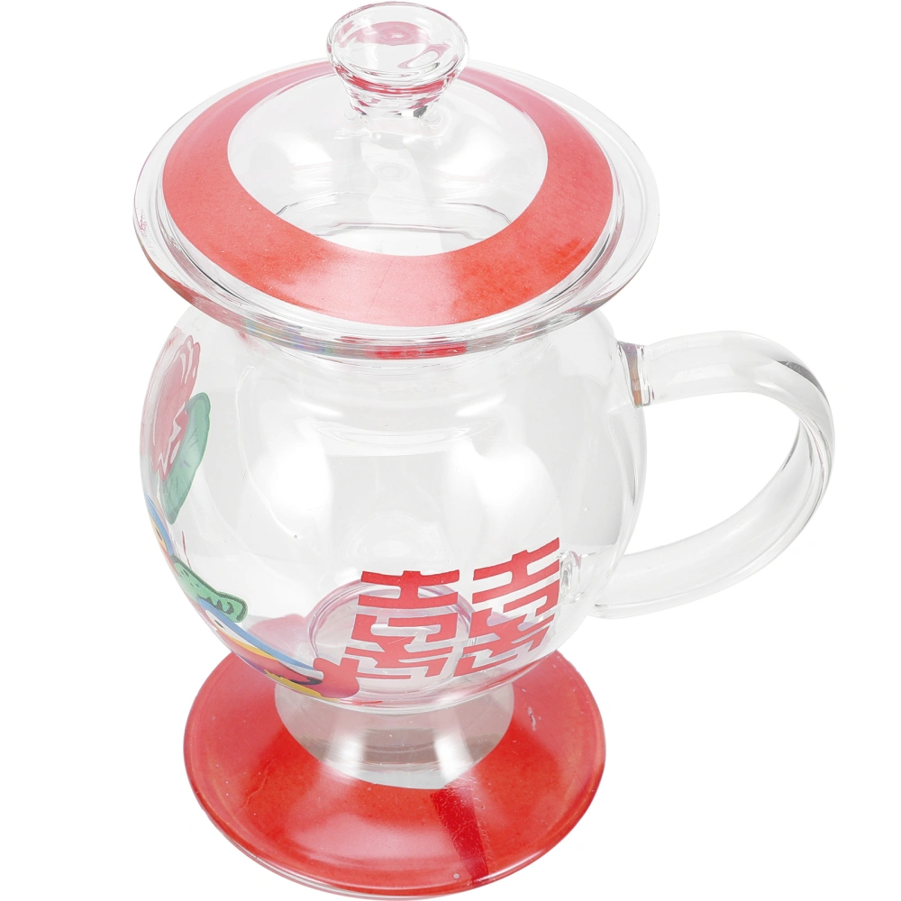 Glass Water Cup with Lid Household Retro Glass Cup Spittoon Shaped Glass Mug for Gift